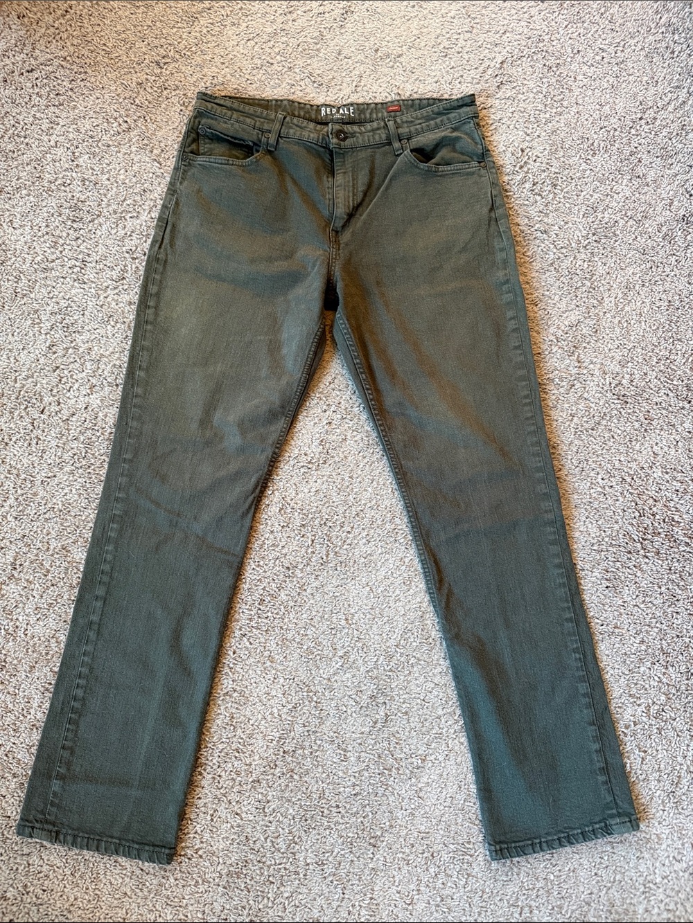 Slim Straight Olive Green Men's Jeans by Red Ale
